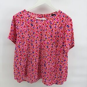 Mister Zimi Pink and Red Patterned Short Sleeve Top
